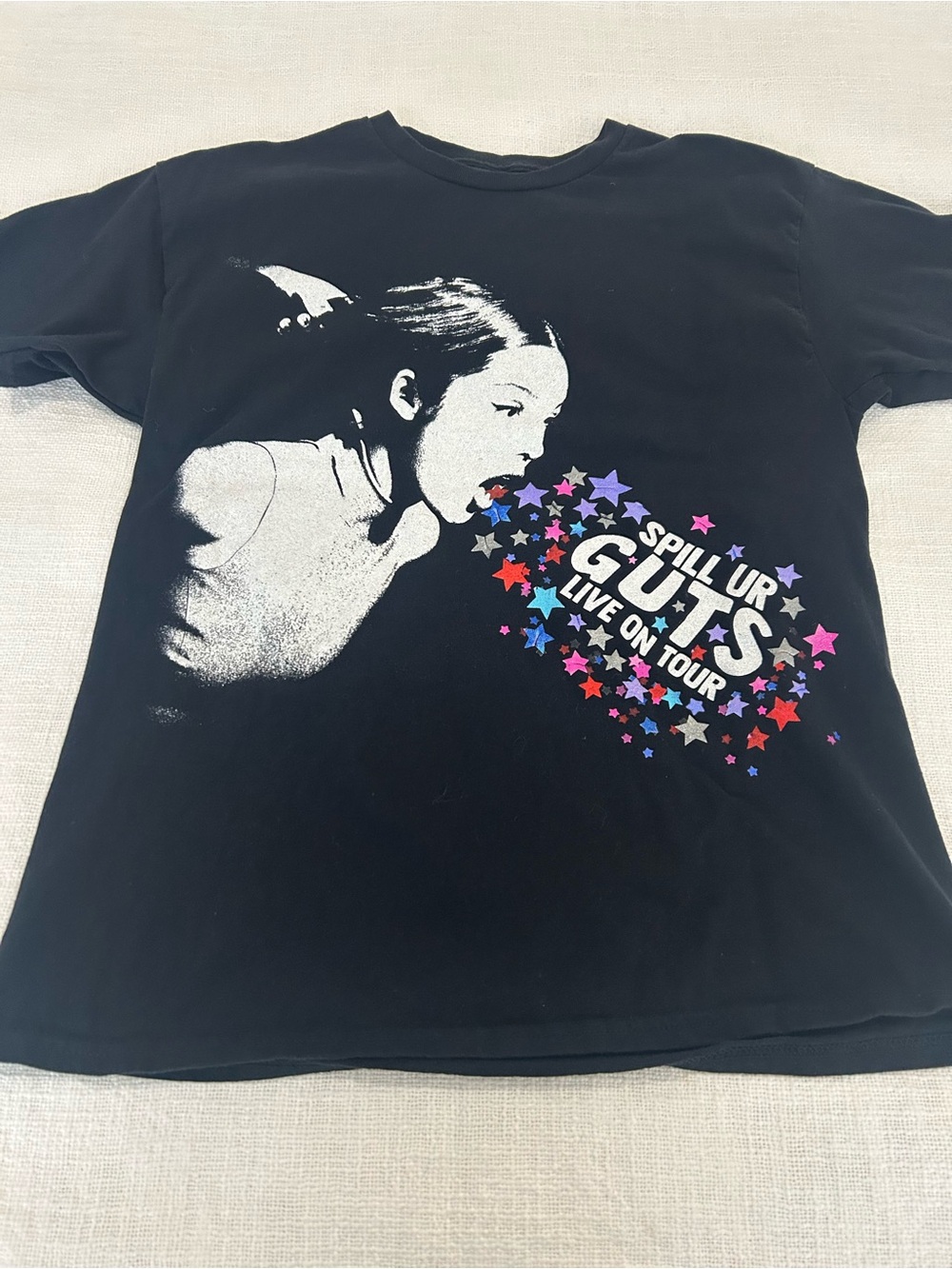 Olivia Rodrigo GUTS Tour Black Graphic Tee Large Y2K Pop Punk Concert Shirt